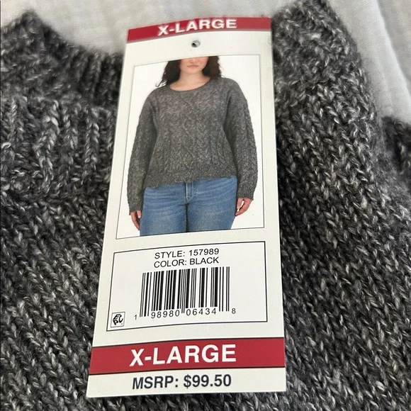BNWT Lucky Brand Cable Knit Women's Sweater - Grey - X-Large - Picture 5 of 5